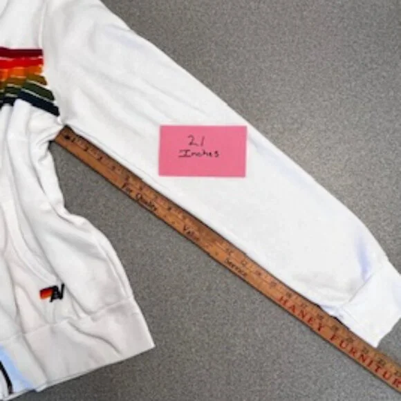 Aviator Nation White Hoodie with Blue and Orange Stripes - Picture 10 of 10